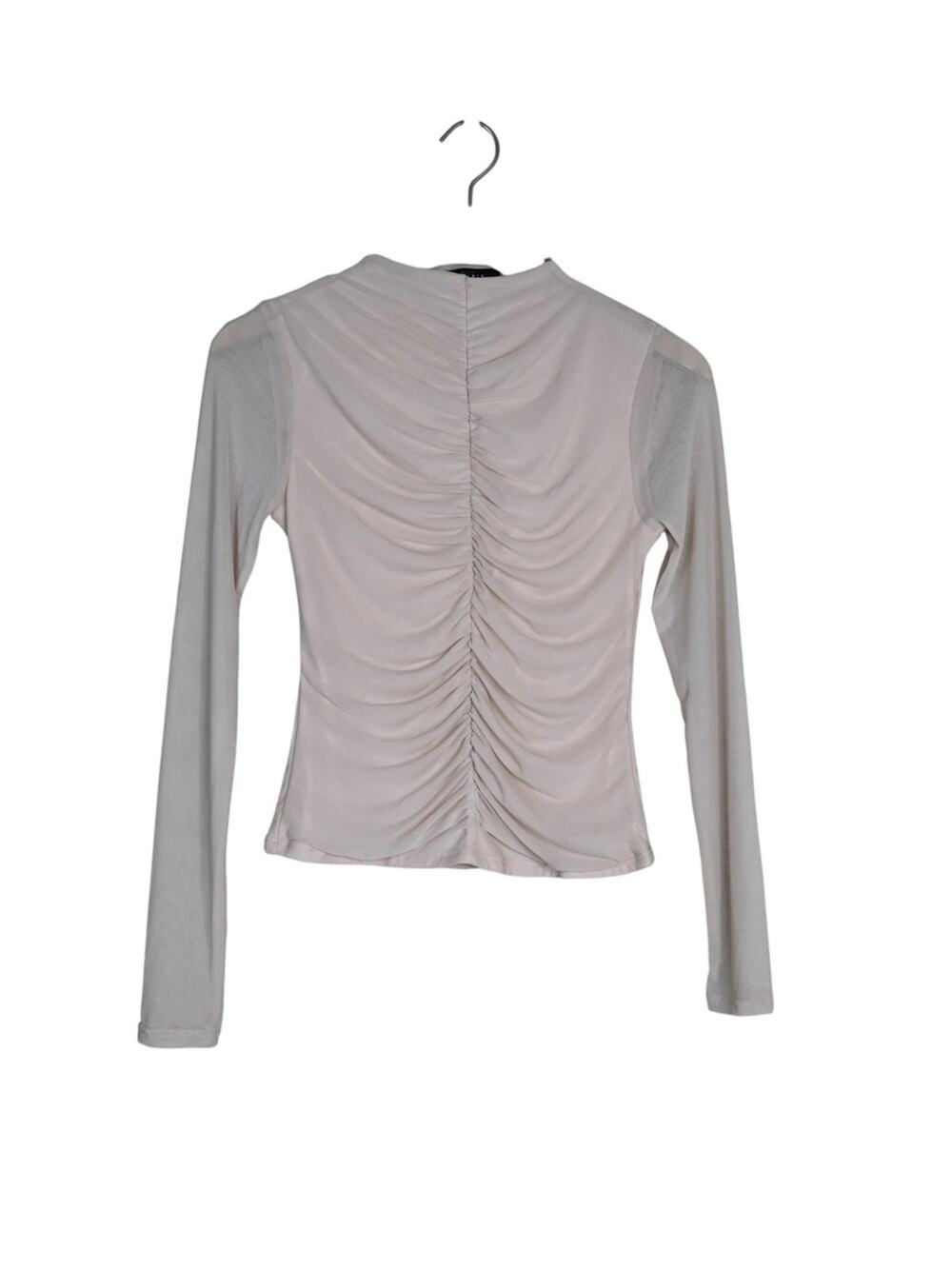 21 SAINTS Women's S Funnel Neck Ruched Lined Long Sleeve Top